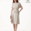 2Pcs Set Relaxed Boatneck Top & Midi Skirt with Pockets